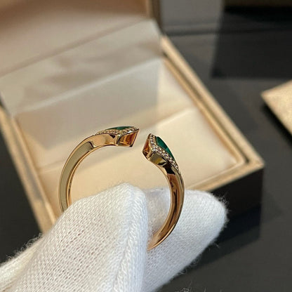 [Charm Aries Jewelry]DREAM MALACHITE DIAMOND OPEN RING