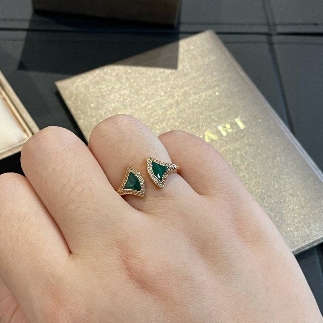 [Charm Aries Jewelry]DREAM MALACHITE DIAMOND OPEN RING