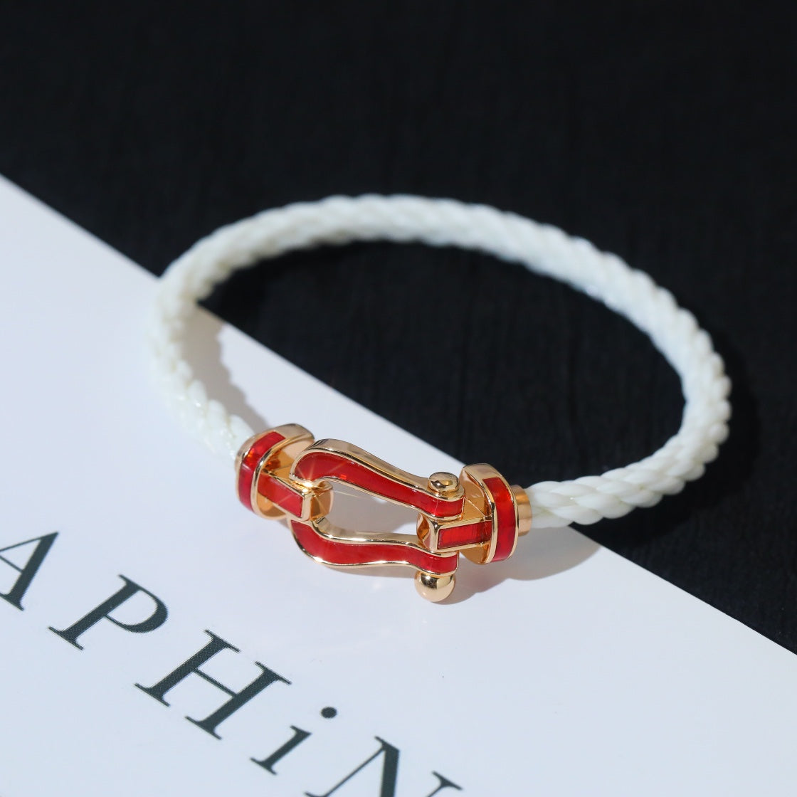 [Charm Aries Jewelry]FORCE 10 WHITE TEXTILE DIAMOND PAVED