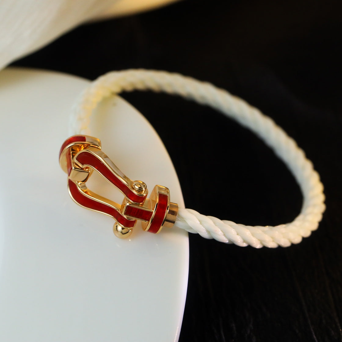 [Charm Aries Jewelry]FORCE 10 WHITE TEXTILE DIAMOND PAVED