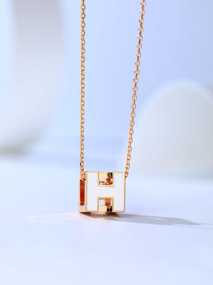 [Charm Aries Jewelry]H CAGE PINK GOLD NECKLACE