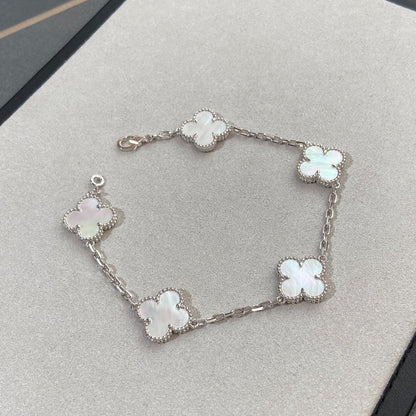 [Charm Aries Jewelry]CLOVER SILVER MOP 5 MOTIF BRACELET