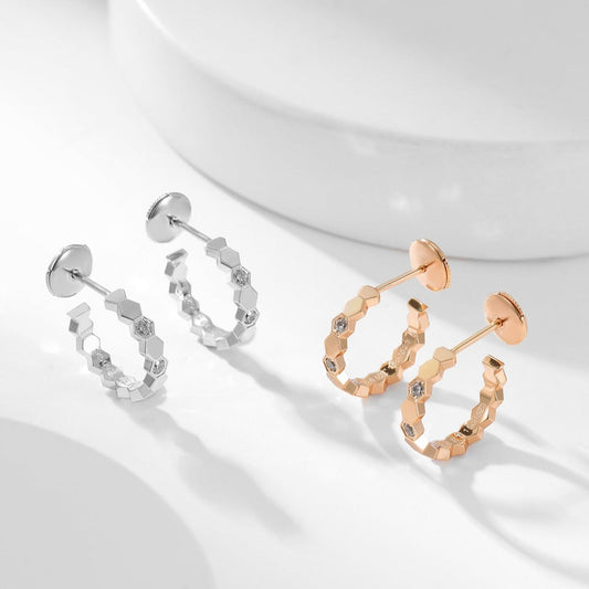[Charm Aries Jewelry]BEE LOVE DIAMOND HOOP EARRINGS