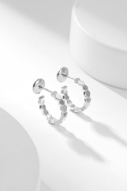 [Charm Aries Jewelry]BEE LOVE DIAMOND HOOP EARRINGS
