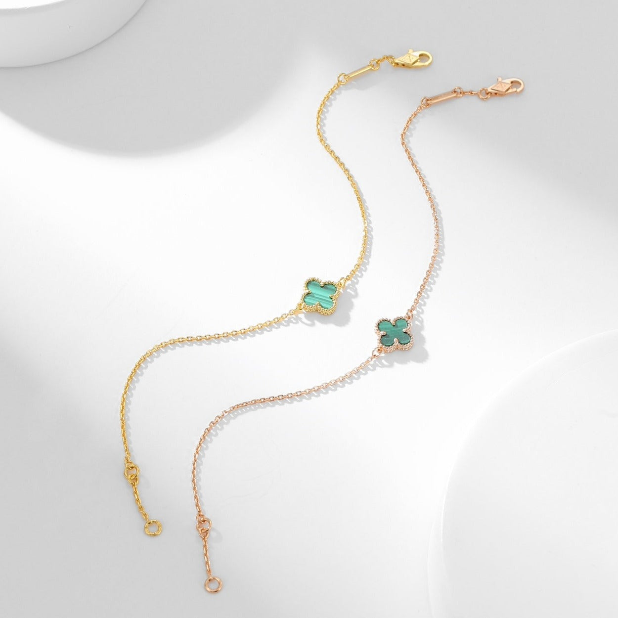 [Charm Aries Jewelry]CLOVER BRACELET MALACHITE 1 MOTIF