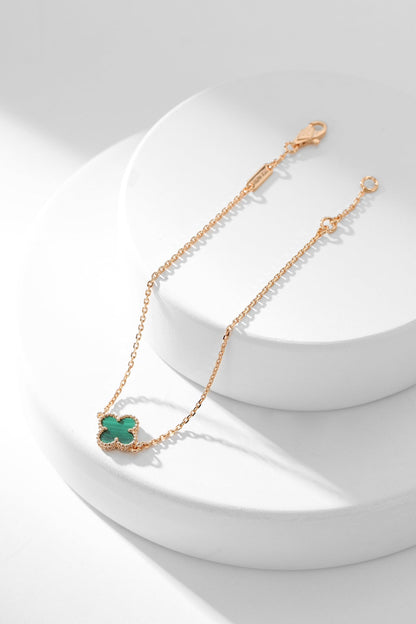 [Charm Aries Jewelry]CLOVER BRACELET MALACHITE 1 MOTIF