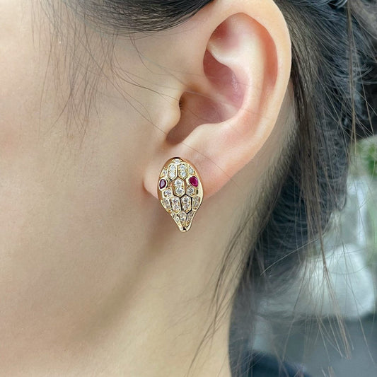[Charm Aries Jewelry]SERPENT DIAMOND STUD EARRINGS