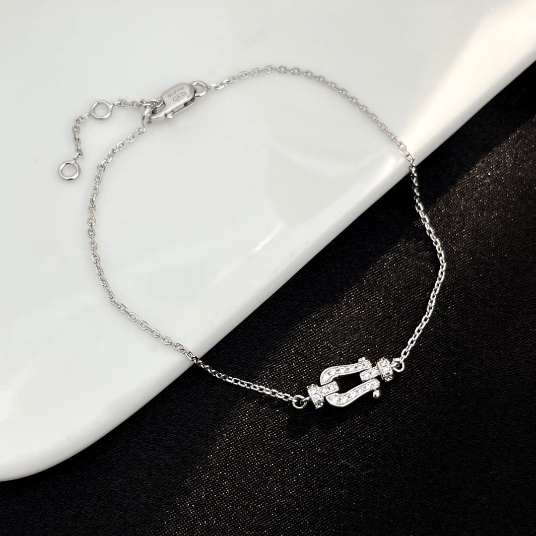 [Charm Aries Jewelry]FORCE 10 FULL DIAMOND BUCKLE CHAIN LINK MINI MODEL