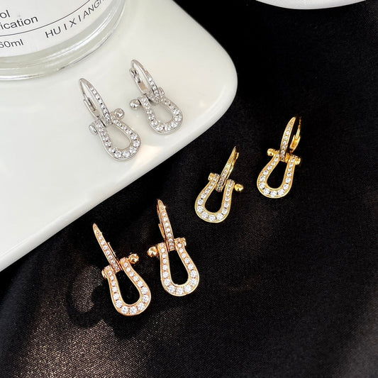 [Charm Aries Jewelry]FORCE 10 FULL DIAMOND DROP EARRINGS MEDIUM MODEL