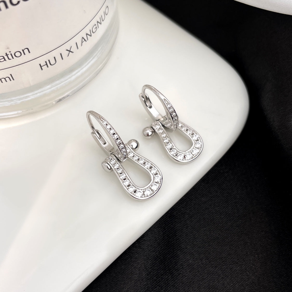 [Charm Aries Jewelry]FORCE 10 FULL DIAMOND DROP EARRINGS MEDIUM MODEL