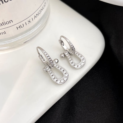 [Charm Aries Jewelry]FORCE 10 FULL DIAMOND DROP EARRINGS MEDIUM MODEL