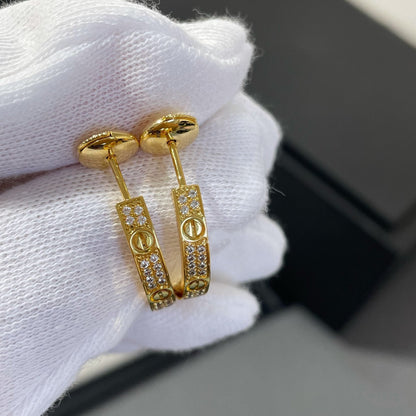 [Charm Aries Jewelry]LOVE DIAMOND GOLD HOOP EARRINGS