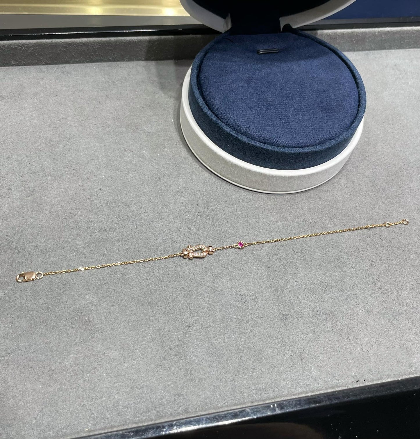[Charm Aries Jewelry]FORCE 10 DIAMOND CHAIN LINK PINK GOLD BRACELET