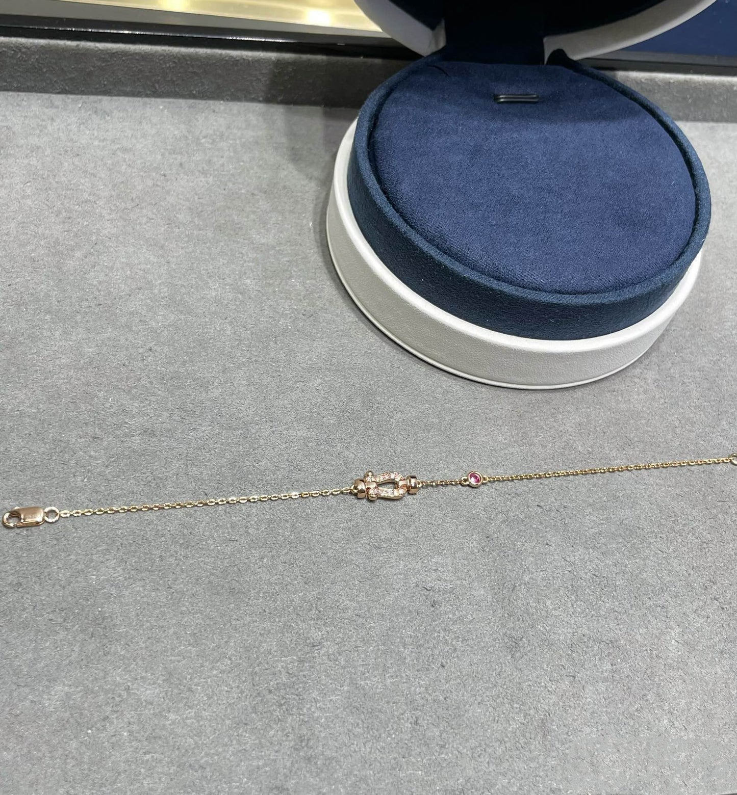 [Charm Aries Jewelry]FORCE 10 DIAMOND CHAIN LINK PINK GOLD BRACELET
