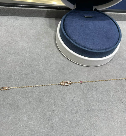 [Charm Aries Jewelry]FORCE 10 DIAMOND CHAIN LINK PINK GOLD BRACELET