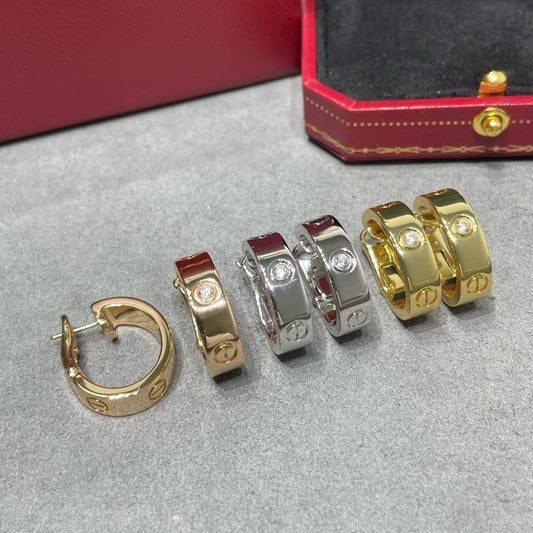 [Charm Aries Jewelry]LOVE 5.5MM 1 DIAMOND EARRINGS