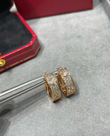 [Charm Aries Jewelry]LOVE 5.5MM DIAMOND PAVED EARRINGS