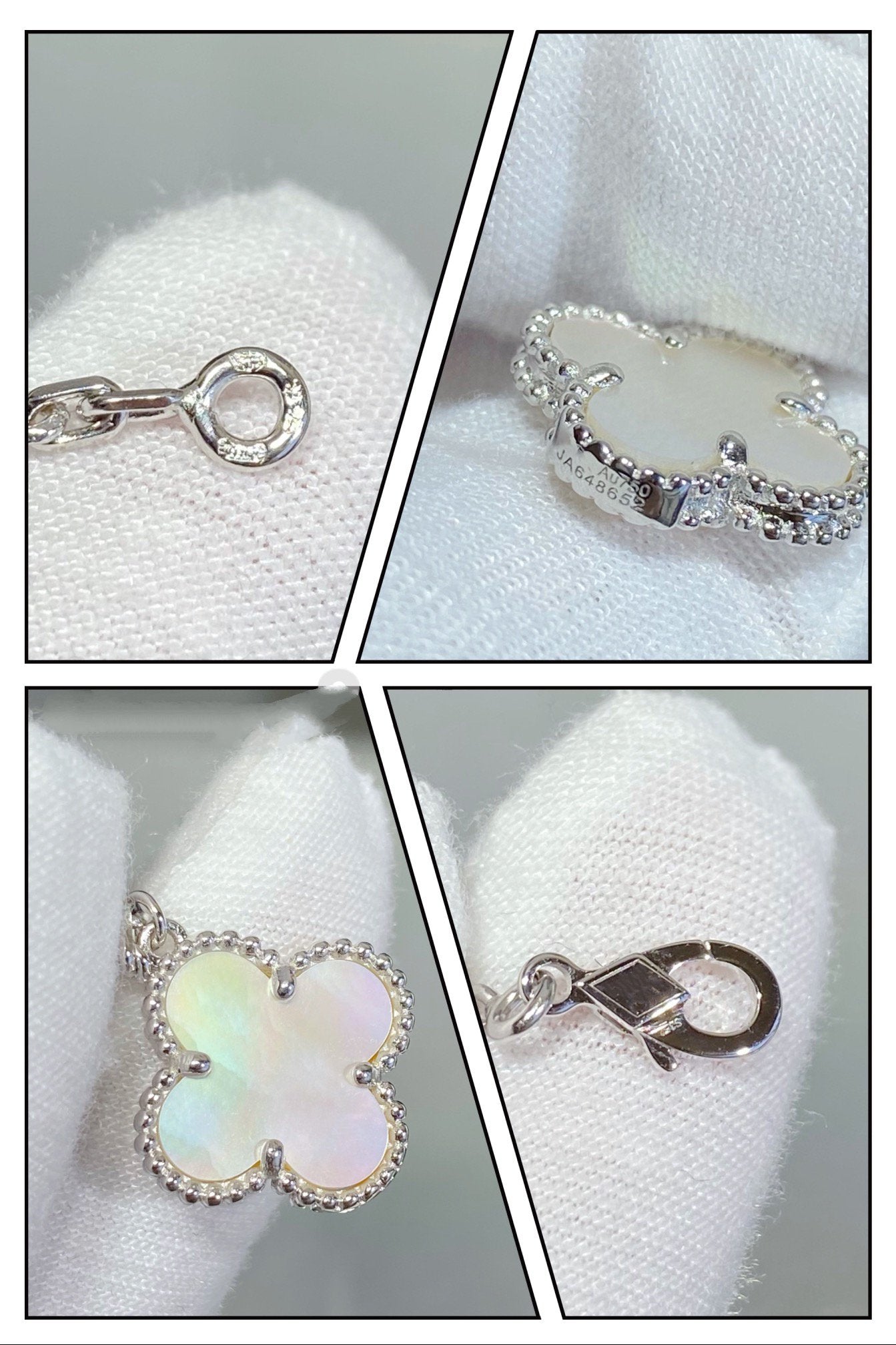 [Charm Aries Jewelry]CLOVER 5 MOTIF WHITE MOP SILVER BRACELET