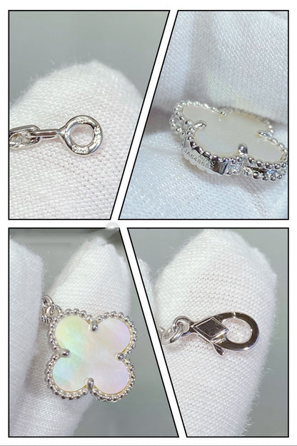 [Charm Aries Jewelry]CLOVER 5 MOTIF WHITE MOP SILVER BRACELET