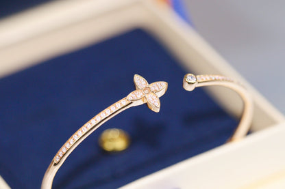 [Charm Aries Jewelry]IDYLLE PINK GOLD OPEN BRACELET DIAMOND PAVED