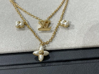 [Charm Aries Jewelry]FLOWERGRAM GOLD MOP DOUBLE ROW NECKLACE