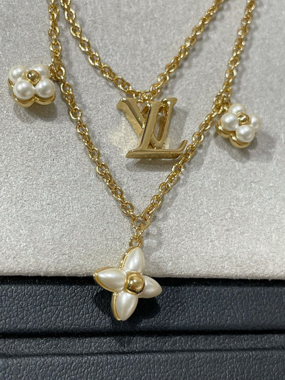 [Charm Aries Jewelry]FLOWERGRAM GOLD MOP DOUBLE ROW NECKLACE