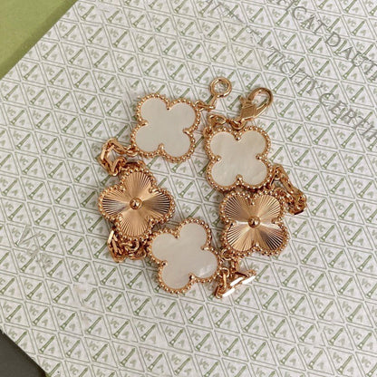 [Charm Aries Jewelry]CLOVER BRACELET 5 MOTIF WHITE MOP PINK GOLD