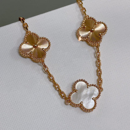 [Charm Aries Jewelry]CLOVER BRACELET 5 MOTIF WHITE MOP PINK GOLD