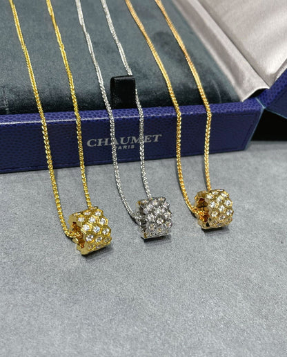[Charm Aries Jewelry]BEE LOVE DIAMOND PAVED 3 ROW NECKLACE