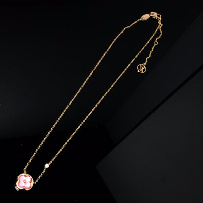 [Charm Aries Jewelry]COLOR BLOSSOM PINK MOP SUN GOLD NECKLACE