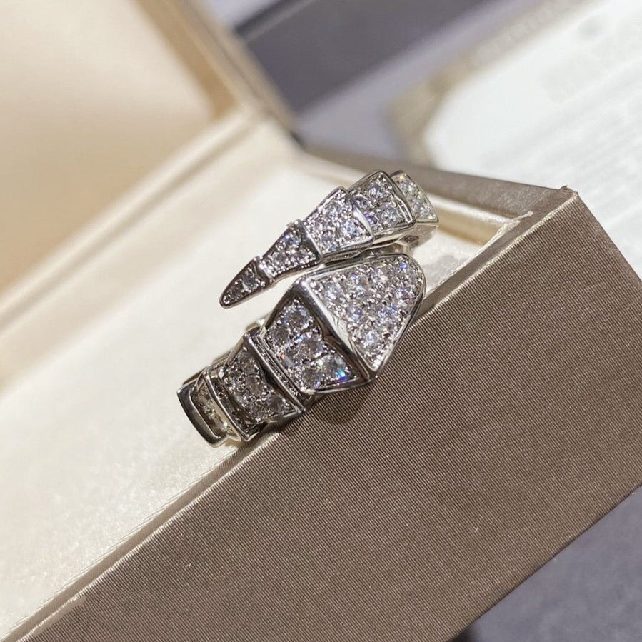 [Charm Aries Jewelry]SERPENTI LARGE RING SILVER DIAMOND PAVED
