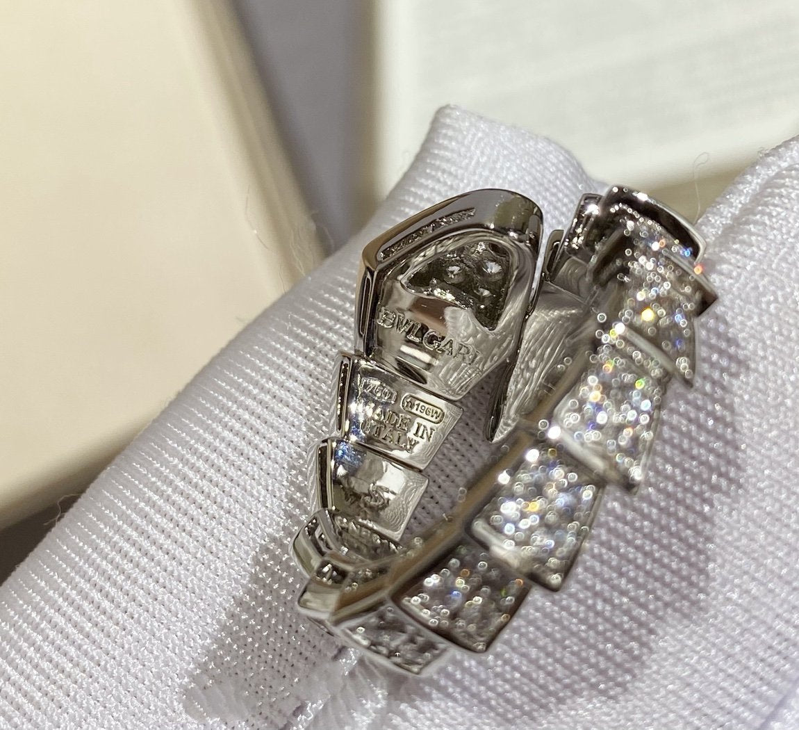[Charm Aries Jewelry]SERPENTI LARGE RING SILVER DIAMOND PAVED