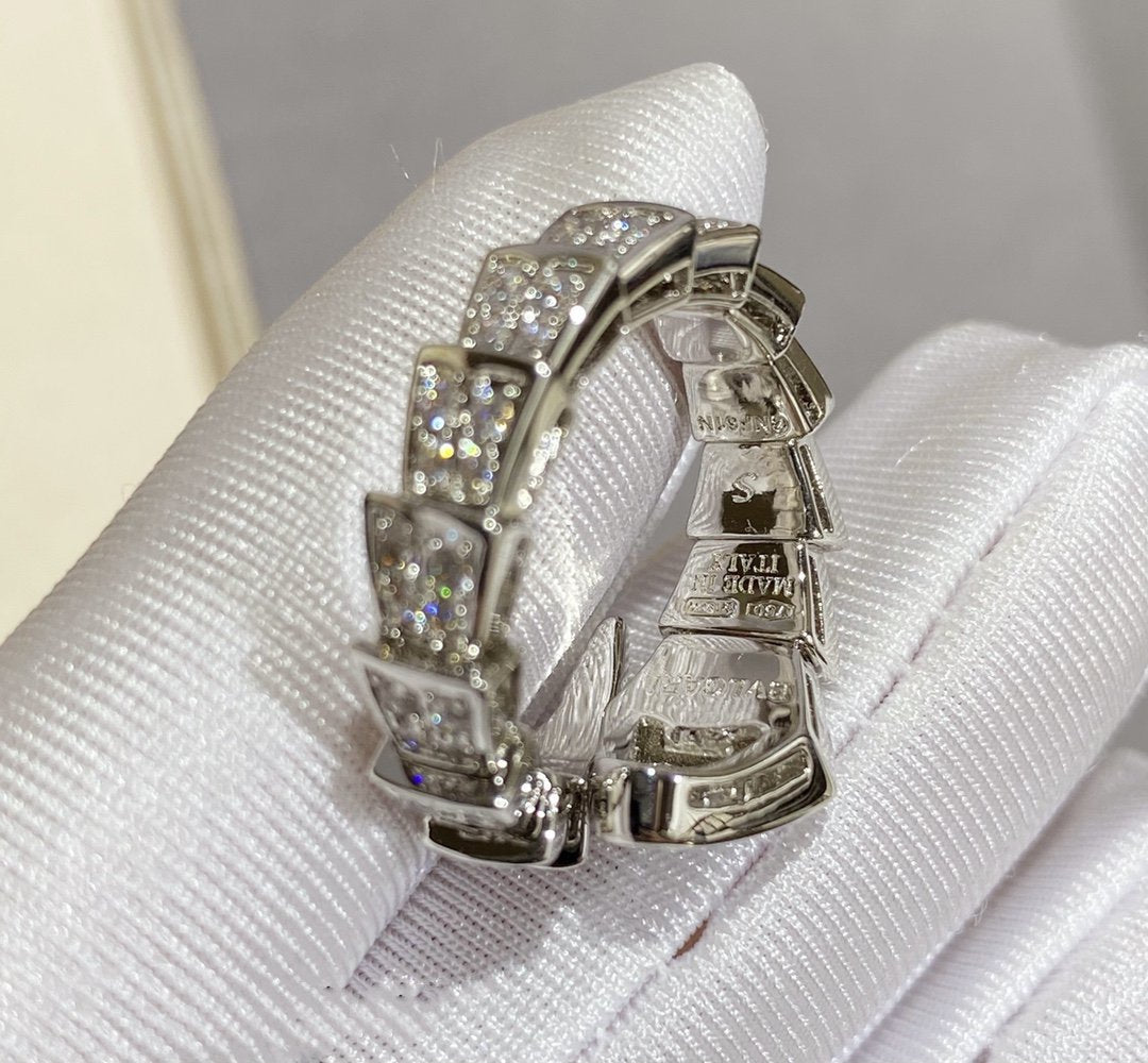 [Charm Aries Jewelry]SERPENTI LARGE RING SILVER DIAMOND PAVED