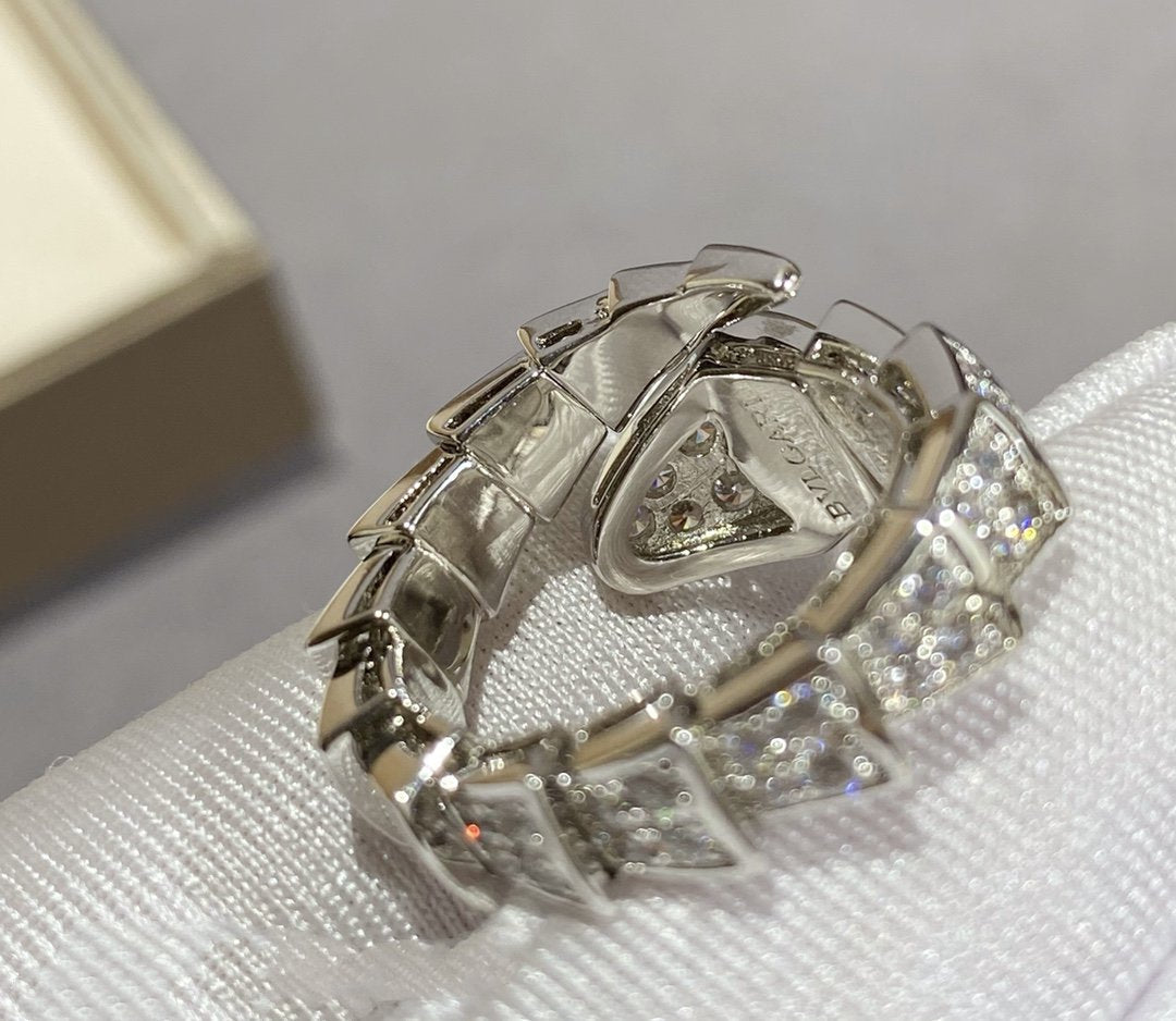 [Charm Aries Jewelry]SERPENTI LARGE RING SILVER DIAMOND PAVED