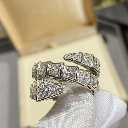 [Charm Aries Jewelry]SERPENTI DOUBLE RING SILVER DIAMOND PAVED