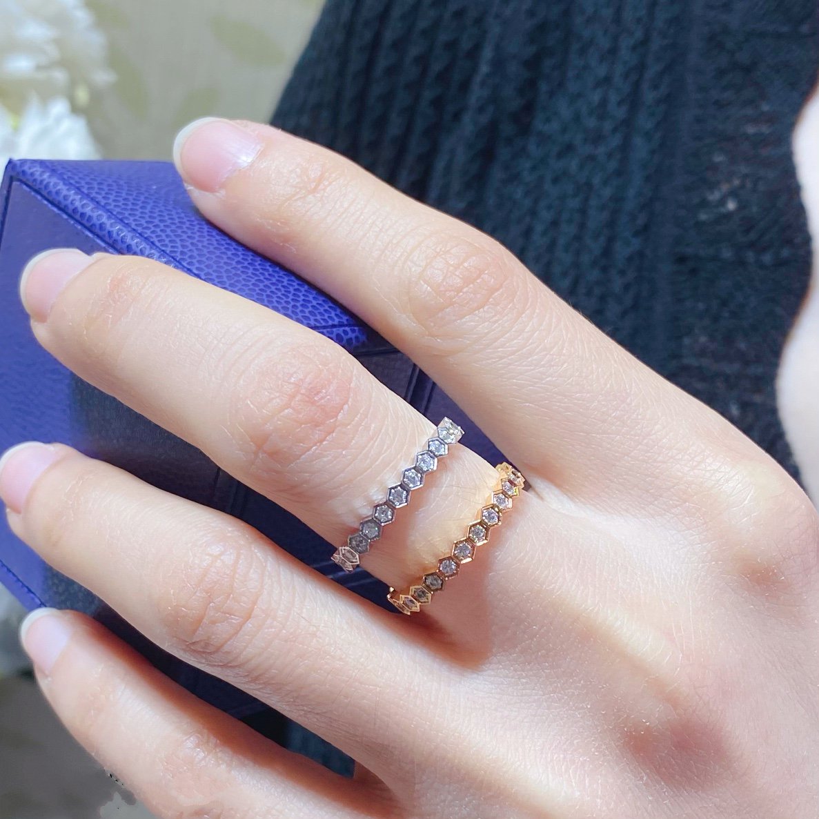 [Charm Aries Jewelry]BEE LOVE DIAMOND PAVED SMALL RING
