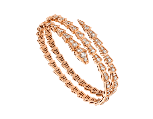 [Charm Aries Jewelry]SERPENTI BRACELET PINK GOLD DIAMOND DOUBLE ROW