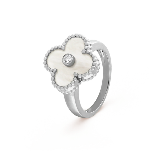 [Charm Aries Jewelry]CLOVER SILVER MOP DIAMOND RING