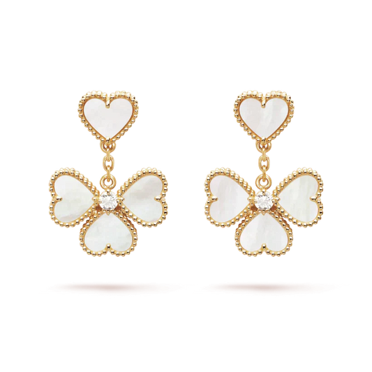 [Charm Aries Jewelry]CLOVER SWEET WHITE MOP EARRINGS