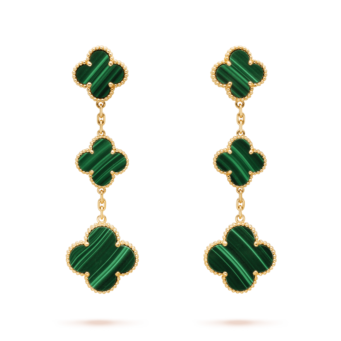 [Charm Aries Jewelry]CLOVER MALACHITE 3 MOTIFS GOLD