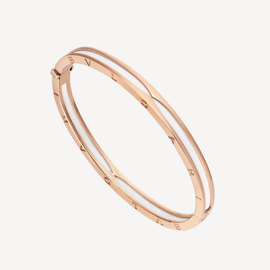 [Charm Aries Jewelry]ZERO 1 PINK GOLD WITH WHITE CERAMIC BRACELET