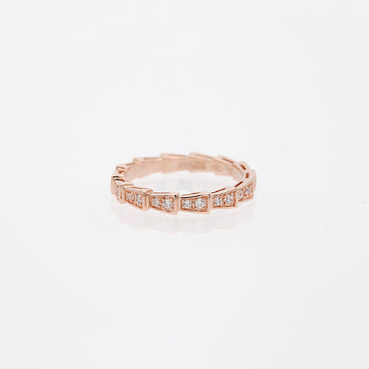 [Charm Aries Jewelry]SERPENTI RING PINK GOLD DIAMOND PAVED 3MM