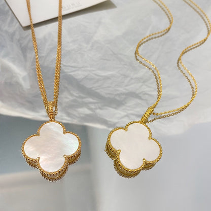 [Charm Aries Jewelry]CLOVER 25MM MOP LARGE PENDANT NECKLACE