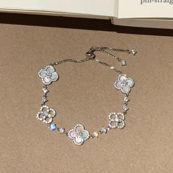 [Charm Aries Jewelry]CLOVER 5 MOTIF PINK BLUE RED WHITE BRACELET
