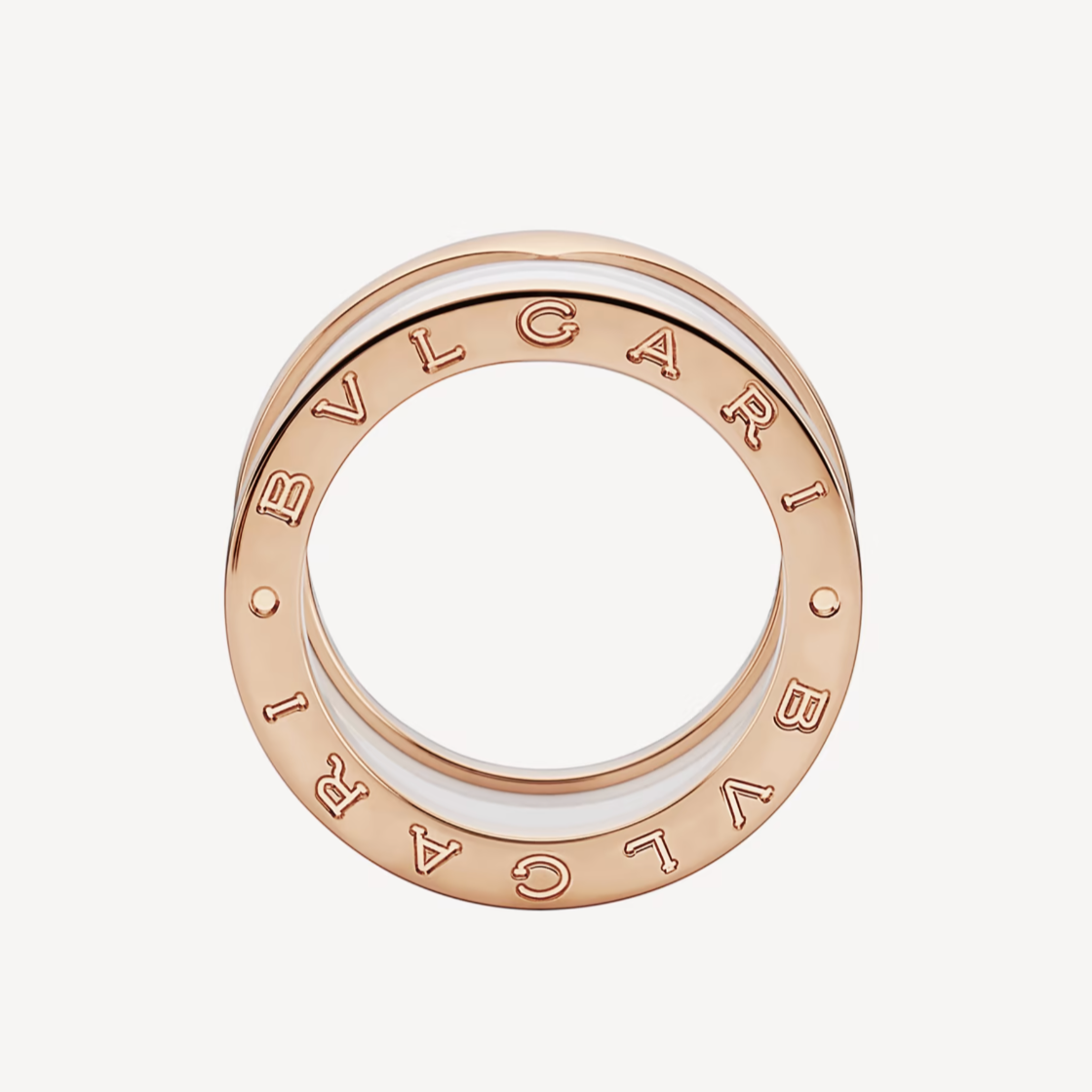 [Charm Aries Jewelry]ZERO 1 FOUR-BAND LOOPS AND WHITE CERAMIC SPIRAL PINK GOLD RING