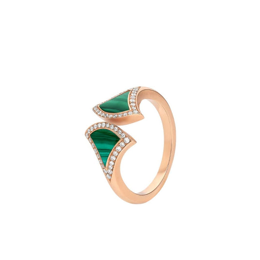 [Charm Aries Jewelry]DREAM MALACHITE DIAMOND OPEN RING