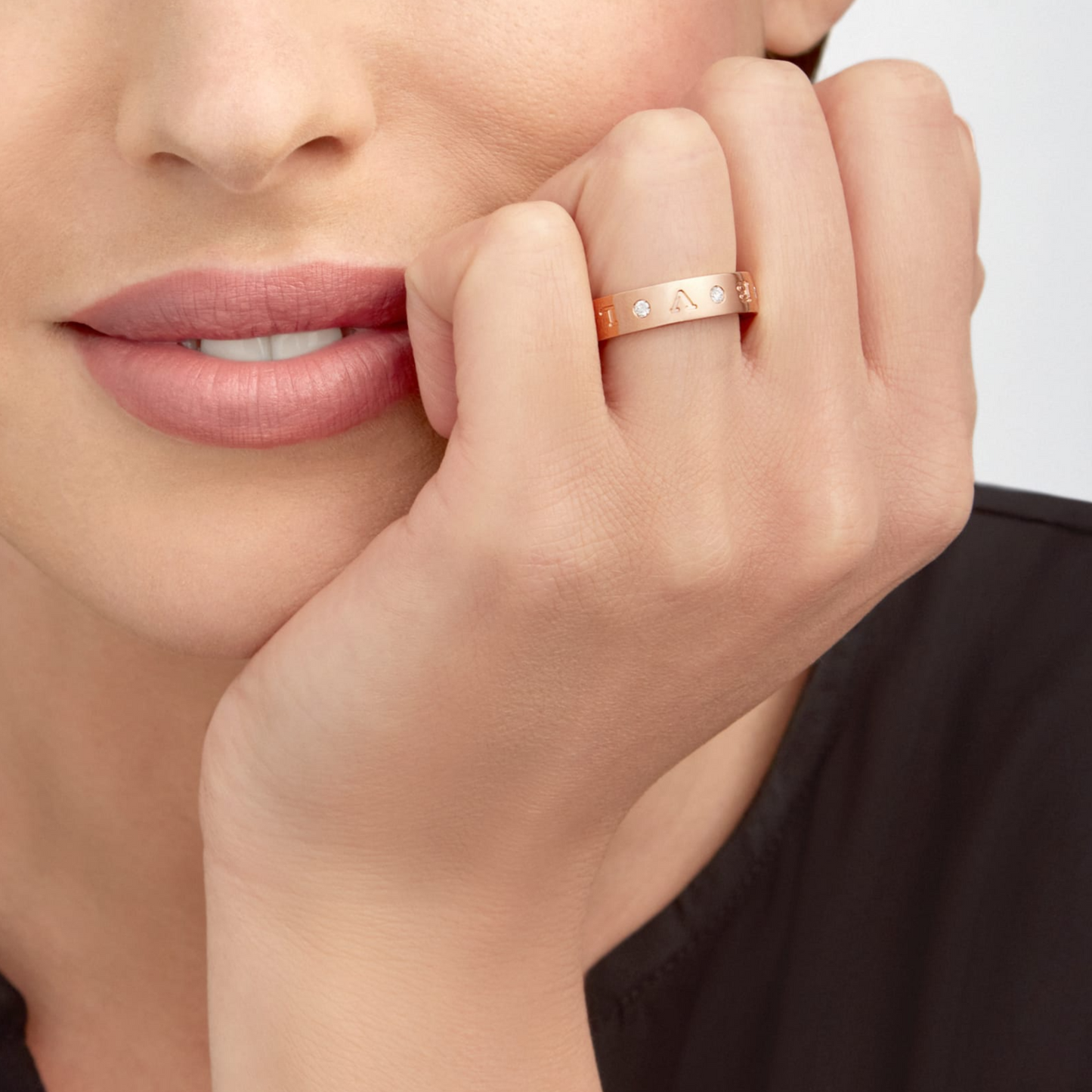 [Charm Aries Jewelry]ZERO 1 ESSENTIAL PINK GOLD BAND WITH DIAMONDS RING