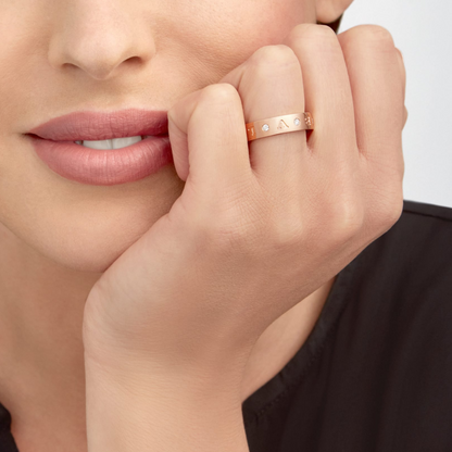 [Charm Aries Jewelry]ZERO 1 ESSENTIAL PINK GOLD BAND WITH DIAMONDS RING