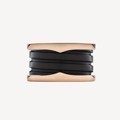 [Charm Aries Jewelry]ZERO 1 FOUR-BAND LOOPS AND BLACK CERAMIC SPIRAL PINK GOLD RING