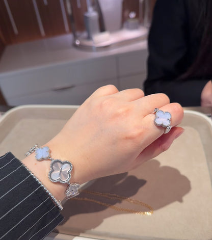 [Charm Aries Jewelry]CLOVER RIVERSIBLE PURPLE CHALCEDONY RING